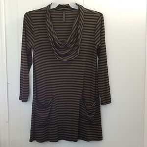 Match Point Olive/Black Striped Tunic